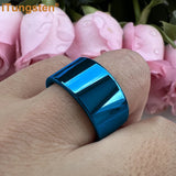 Shiny Tungsten Pipe Cut Polished 12mm Large Men Ring  Comfort Fit Wedding Band Fashion Jewelry