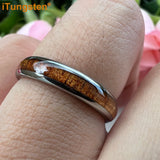 Fine 4mm Men Women Domed Polished Koa Wood Ring Nice Tungsten Comfort Fit Wedding Band Trendy Jewelry