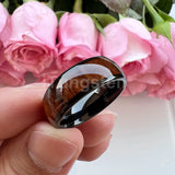 Dark Wood Inlay Domed Polished 8mm 6mm 4mm Men Women Tungsten  Comfort Fit Wedding Band Fashion Jewelry Ring
