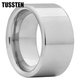 Dropshipping TUSSTEN 10/12MM Wide Glossy Large Men's RingShiny Wedding Ring Tungsten Flat and Polished Ends for Comfort Fit