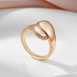Luxury Vintage Glossy 14K Rolled Rose Gold AAA Zircon Diamonds Pave Setting Rings For Women Trendy Fine Jewelry