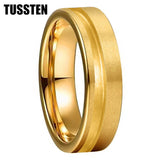 Customized Inlay, 1.5mm Offset Groove Pipe Cut Matte 6MM Gold/Silver Tone Tungsten Blank Core Comfort Fit Rings