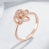 Unique Geometry Cross Flower Rolled 14K Rose Gold AAA Zircon Diamonds Ethnic Bride Rings Daily Jewelry
