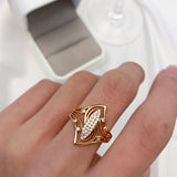 New Luxury Hollow White AAA Cubic Zircon Diamonds Rings For Women with Rolled 14K Rose Gold Party Fine  Jewelry Gift