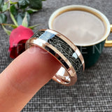 High Quality Beveled Polished Finish 8MM Black Meteorite Rings Men and Women Tungsten Gold Comfort Fit Wedding Band