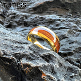 Amazing 8mm Deep Rosewood Wood Inlay Black Tungsten Domed Fashion Engagement Wedding Ring for Men and Women