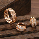 Exquisite Fashion Vintage Syle 14K Rolled Rose Gold AAA Zirconia Diamonds Full Pave Setting Women's Ring Jewelry