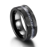 Aluminum Slag Inlay Hammer Pattern Groove Hammered 8mm Black Tungsten Carbide Comfort Fit Wedding Bands For Men