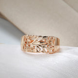 Exquisite Hollow Embossed Flowers 14K Rolled Rose Gold Rings for Women - Fashion Geometric Charm Party Jewelry