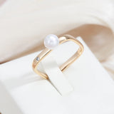 Designer Works Simple Square Pearl Ring For Women Filled Rose Gold of 14-Karat Purity Luxury Jewelry