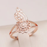 New Fashion Filled 14K Rose Gold Unusual Metal Sculpture Flower Rings - Ethnic Bride Vintage Wedding Jewelry