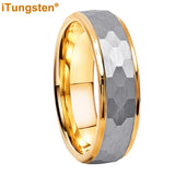 Popular Multicolor 6mm 8mm Men Women Tungsten Hammer Ring Comfort Fit Weddding Band
