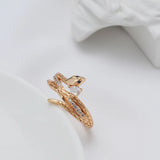 Exquisite Filled 14K Rose Gold Snake Design AAA+ Zircon Diamonds Women's Rings - Animal Vintage Jewelry