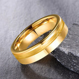 Customized Inlay, 1.5mm Offset Groove Pipe Cut Matte 6MM Gold/Silver Tone Tungsten Blank Core Comfort Fit Rings