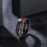 Super Wood Inlay Grooved Hammered 8mm Black Tungsten Carbide Wedding Rings For Men Engagement Bands Fashion Jewelry