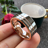 Beautiful 2 Grooves Finish Great Workmanship 8MM Men Women Flat Comfort Fit Wedding Band Tungsten Finger Rings