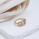 Awesome Luxury Geometric Hexagon Rolled 14K Rose Gold AAA Zircon Diamonds Hollow Rings For Women Fine Jewelry Gift