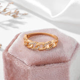 New Arrival Sparkling Rolled 14K Rose Gold AAA+ Zirconia Diamonds Chain Ring For Women - Party Wedding Jewelry