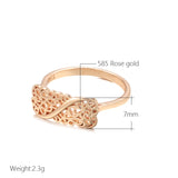 New Vintage Geometric Pattern Elegant Curve Filled 14K Rose Gold Rings for Women Simple Wedding Rings Fine Jewelry