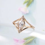 Rhombus Design AAA Zircon Diamonds Ring For Women with 14K Filled Rose Gold Simple Fashion Daily Fine Jewelry