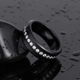 Awesome Simulated Diamond Inlay Channel Set 8mm Mens CZ Rings Black Tungsten Wedding Bands Comfort Fit Rings for Men