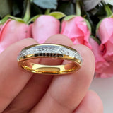 Bright Meteorite Inlay 4mm Popular Women Engagement Wedding Band Tungsten Carbide Comfort Fit Ring