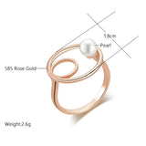 New Arrival Luxury Pearl 14K Rolled Rose Gold Round Rings For Women - Luxury Ethnic Daily Fine Jewelry