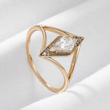 Rhombus Design AAA Zircon Diamonds Ring For Women with 14K Filled Rose Gold Simple Fashion Daily Fine Jewelry