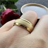 Super Sandblasted Gold 6/8MM Tungsten Ring for Men and Women Fashion Comfortable Fit Engagement Wedding Band