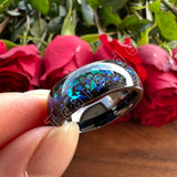 Very Beautiful Domed Polished Bright Opal 8mm Men Women Tungsten Comfort Fit Engagement Wedding Band