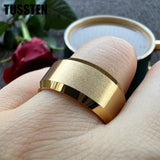 Beveled Edges Matte Finish Gold/Black Tone 10mm Tungsten Carbide Rings for Men Women Fashion Engagement Wedding Band