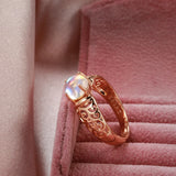New Arrival Luxury Fashion Texture Gradient Moonstone Filled 14K Rose Gold Fashion Fine Jewelry Rings
