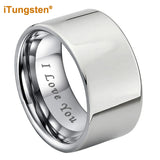 I Love You Engraved 6/8/10/12mm Fashion Tungsten Trendy Comfort Fit Wedding Engagement Band for Men and Women