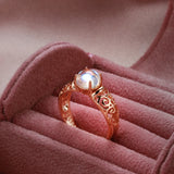 New Arrival Luxury Fashion Texture Gradient Moonstone Filled 14K Rose Gold Fashion Fine Jewelry Rings