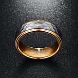 Splendid Hammered Finish Gold Plating Edge Men's 8mm Tungsten Carbide Ring Wedding Band