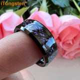 Awesome Blue Carbon Fiber Inlay Dragon 8mm Beveled Edges Ring for Men and Women Tungsten Comfort Fit Wedding Band