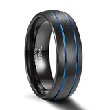 Super Double Blue Line Inlay Design 8MM Black Men Tungsten Carbide Engagement Rings Popular Jewelry Wedding Bands