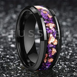 Amethyst Gold Stone in the Middle Groove 6/8MM Men's and Women's Comfort Fit Engagement Wedding Rings and Bands