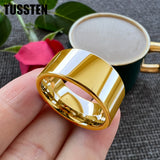 Dropshipping TUSSTEN 10/12MM Wide Glossy Large Men's RingShiny Wedding Ring Tungsten Flat and Polished Ends for Comfort Fit
