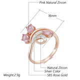 Dazzling Shiny Filled 14K Rose Gold Pink AAA+ Zircon Crystals Flower Ring For Women - Fashion Daily Ethnic Jewelry