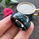 Terrific Galaxy Opal Brushed 8MM Cool Wedding Comfort Fit Bands Rings Tungsten Jewelry For Men and Women