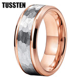 Fabulous Black/Gold/Rose/Original Color 8MM Men Women Comfort Fit Hammer Ring Tungsten Wedding Band