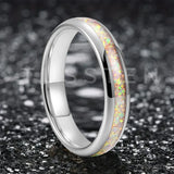 High Quality Pink Color Opal 4MM Nice Women Tungsten Comfort Fit Engagement Wedding Band - Trendy Jewelry