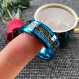 High Quality Beveled Polished Finish 8MM Black Meteorite Rings Men and Women Tungsten Gold Comfort Fit Wedding Band