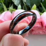 Dark Wood Inlay Domed Polished 8mm 6mm 4mm Men Women Tungsten  Comfort Fit Wedding Band Fashion Jewelry Ring