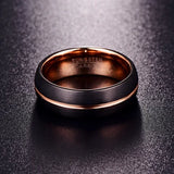 New Cool Charming Rose Gold Color 8mm Tungsten Carbide Rings - Men's Fashion Jewelry Wedding Band