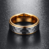 Splendid Hammered Finish Gold Plating Edge Men's 8mm Tungsten Carbide Ring Wedding Band