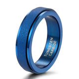 Charming Rose Gold  and Blue Color Tungsten Rainbow Pride Trendy Colorful Rings - Couples Wedding Engagement Rings