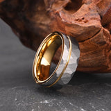 Golden Groove Frosted 8mm Gray Lot Flower Comfort Fit Tungsten Carbide Engagement Men's Women's Rings