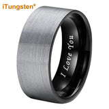 Classic Multiwidth Black Brushed FinishTungsten 6/8/10/12MM Flat Comfort Fit Wedding Band Ring for Men and Women